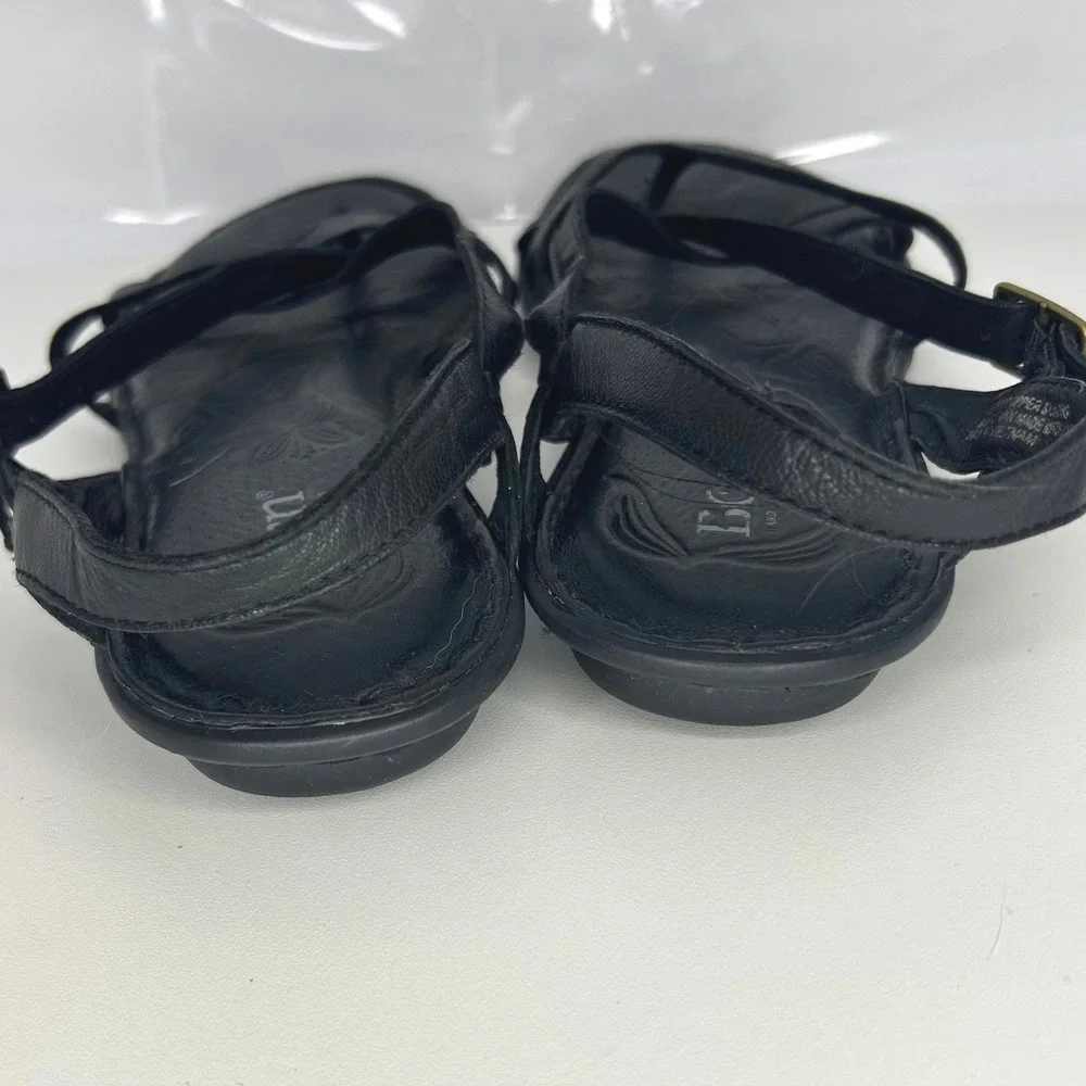 Born Leather Coastal Grandmother Strappy Slingback Sandals Size 8 Black
